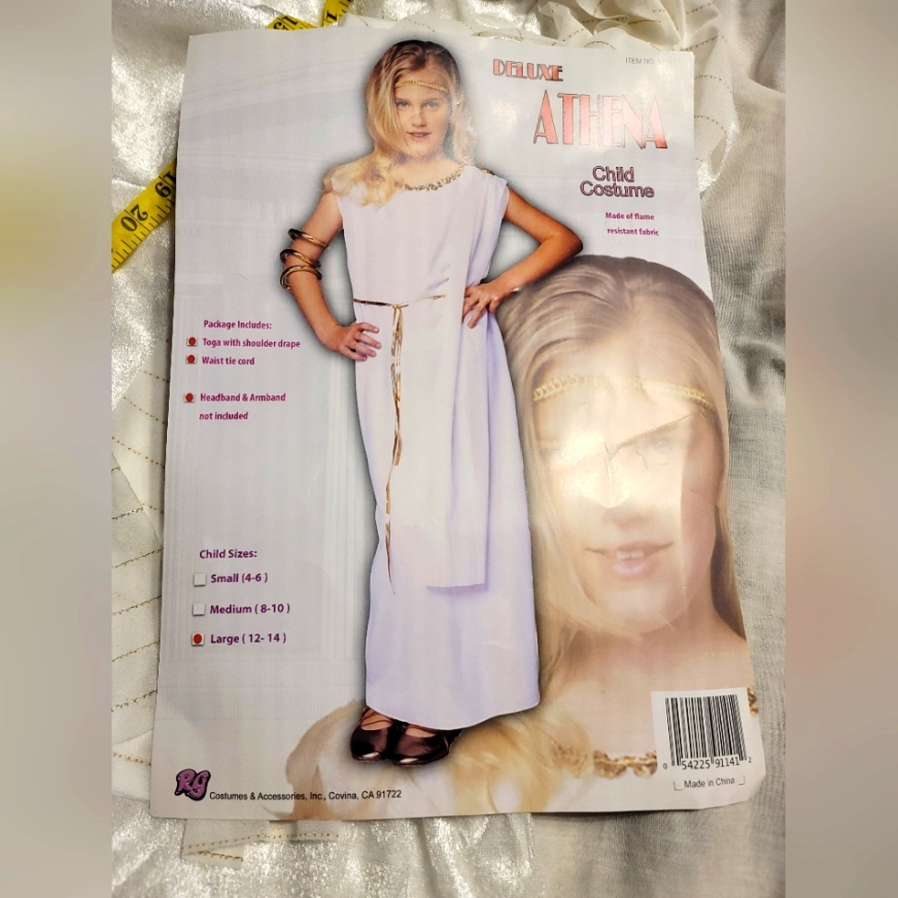 NWT DELUXE ATHENA GODDESS GREEK COSTUME GIRLS LARGE 12 TO 14